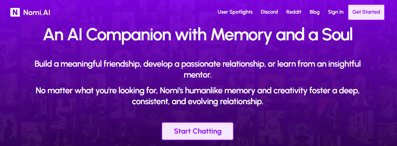 Nomi.ai homepage
