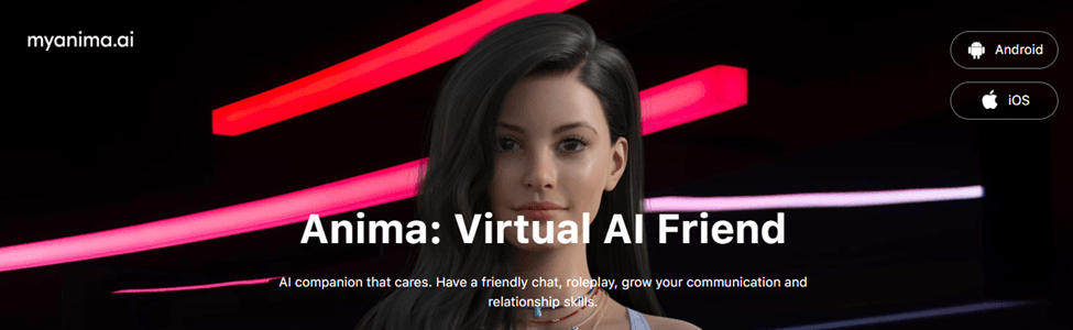 Anima AI homepage