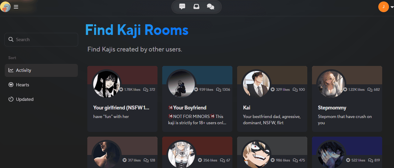 Kajiwoto explore feed